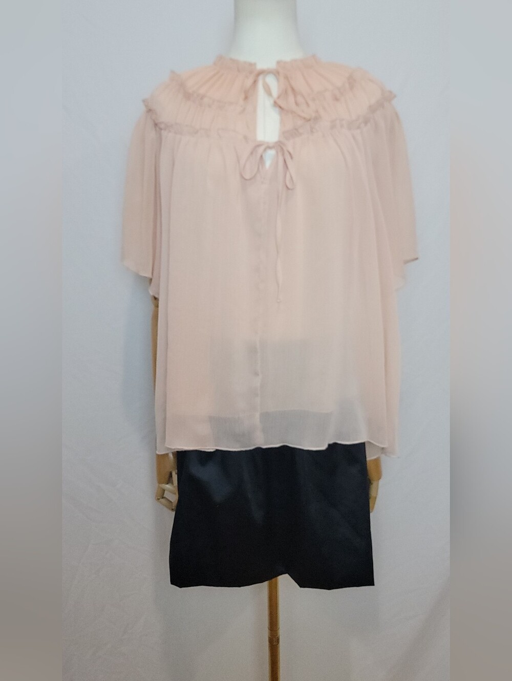 Zara light pink ruffled short sleeve blouse, Size Large